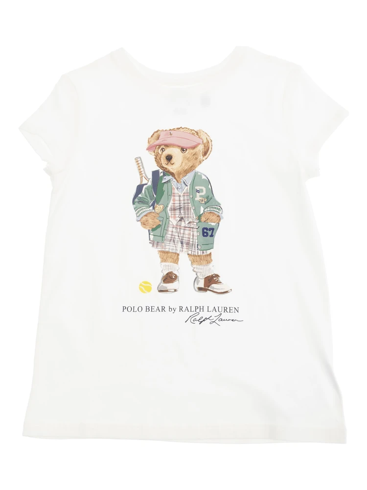 White Crewneck T-Shirt with Maxi Logo Print on the Front in Cotton Woman