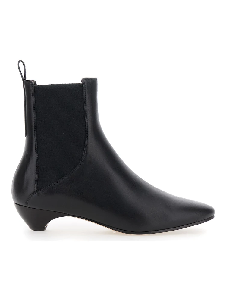 Allegra Chelsea Black Ankle Boots with Elastic Panels in Leather Woman