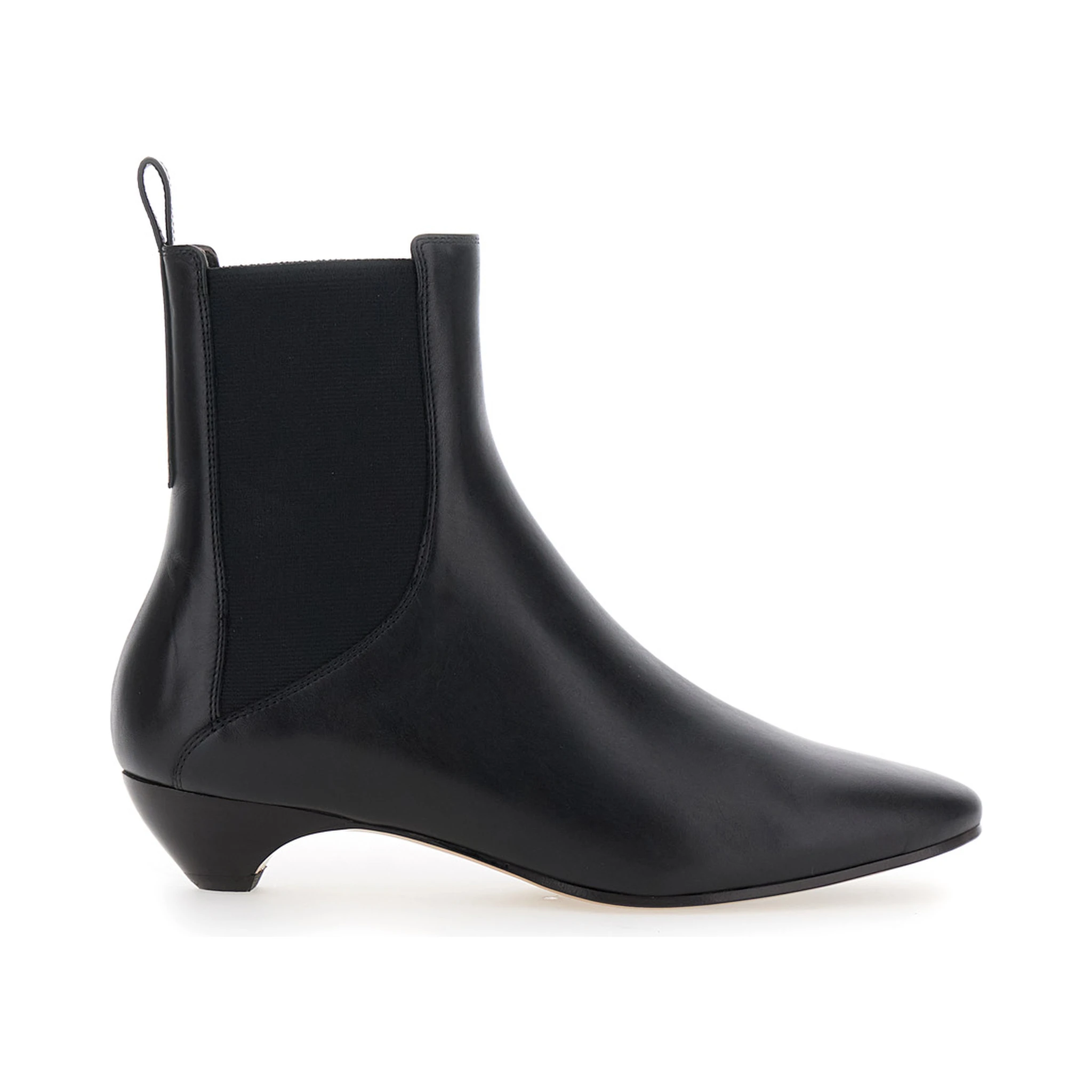 Allegra Chelsea Black Ankle Boots with Elastic Panels in Leather Woman