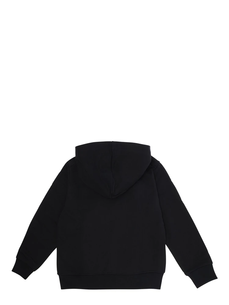 Black Hoodie with Logo Lettering on the Front in Cotton Boy alternative