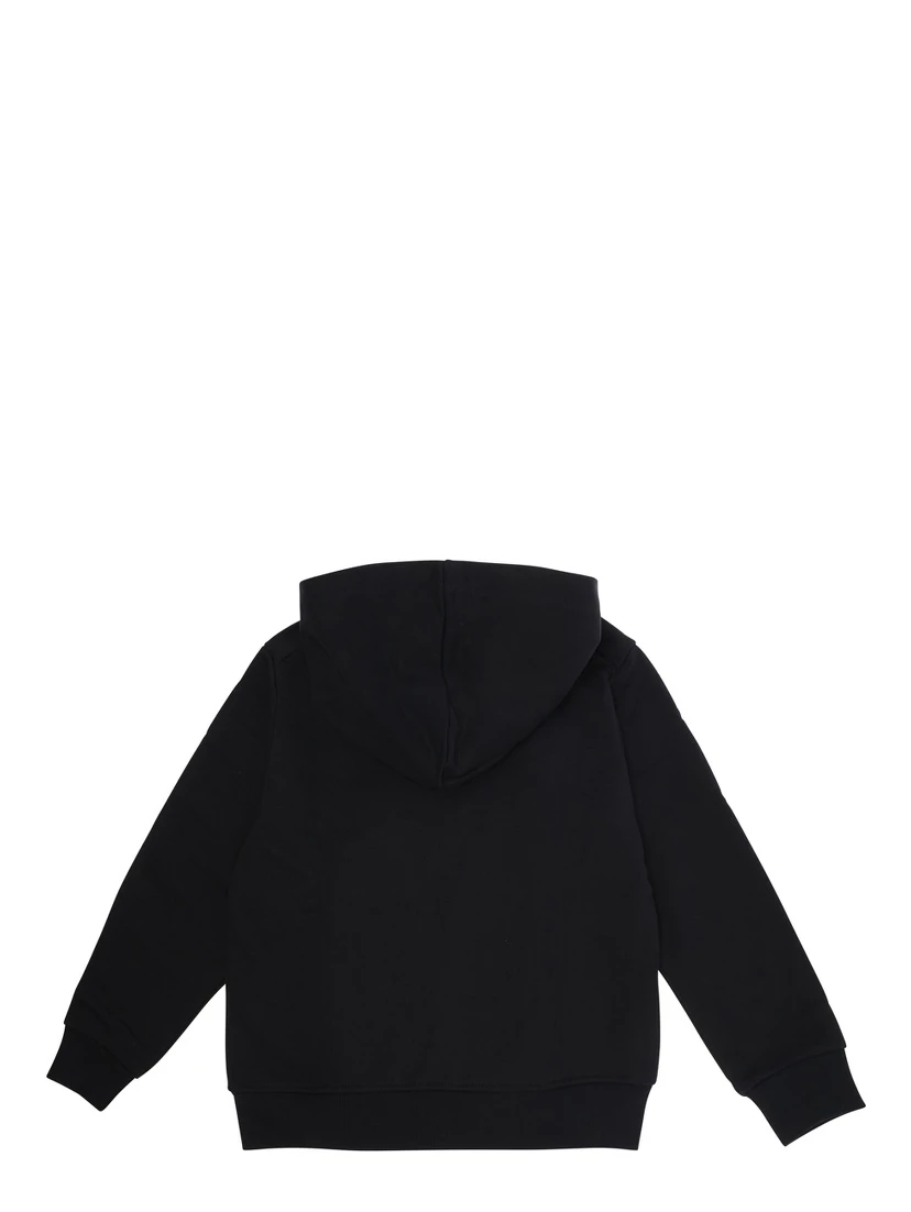 Black Hoodie with Logo Lettering on the Front in Cotton Boy