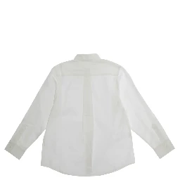 White Shirt with Classic Collar and Logo in Cotton Boy