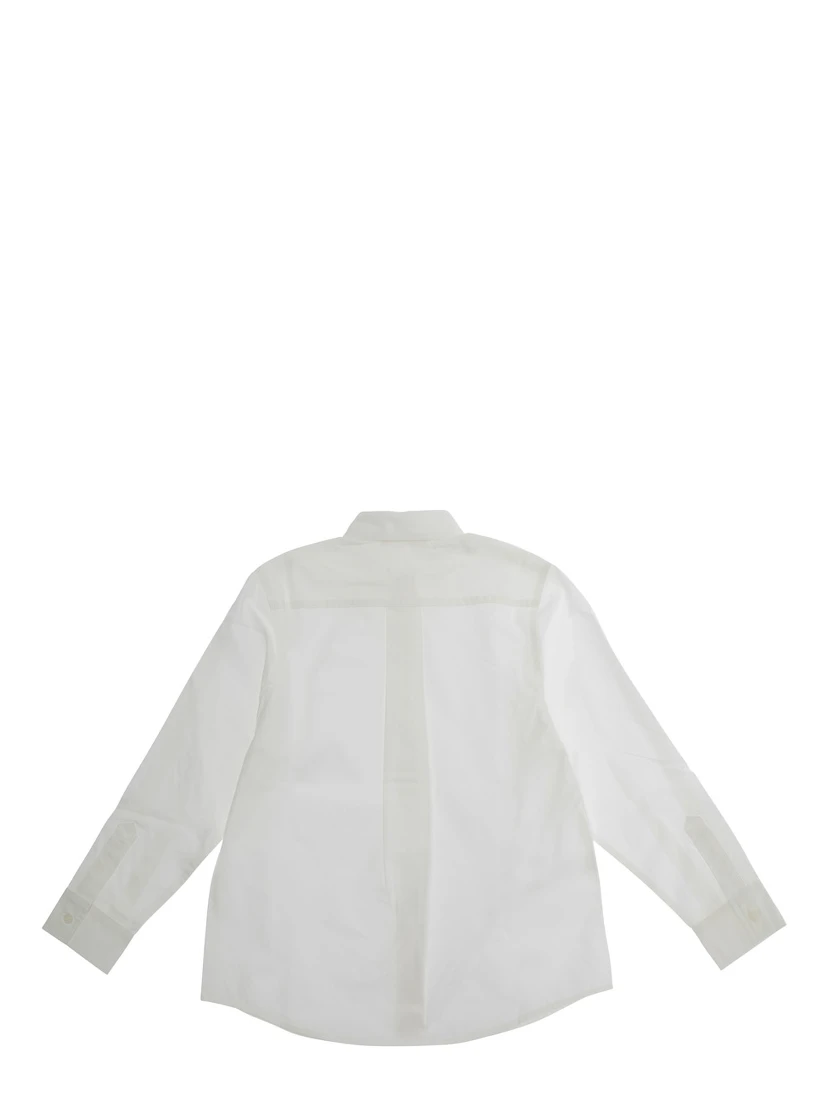 White Shirt with Classic Collar and Logo in Cotton Boy