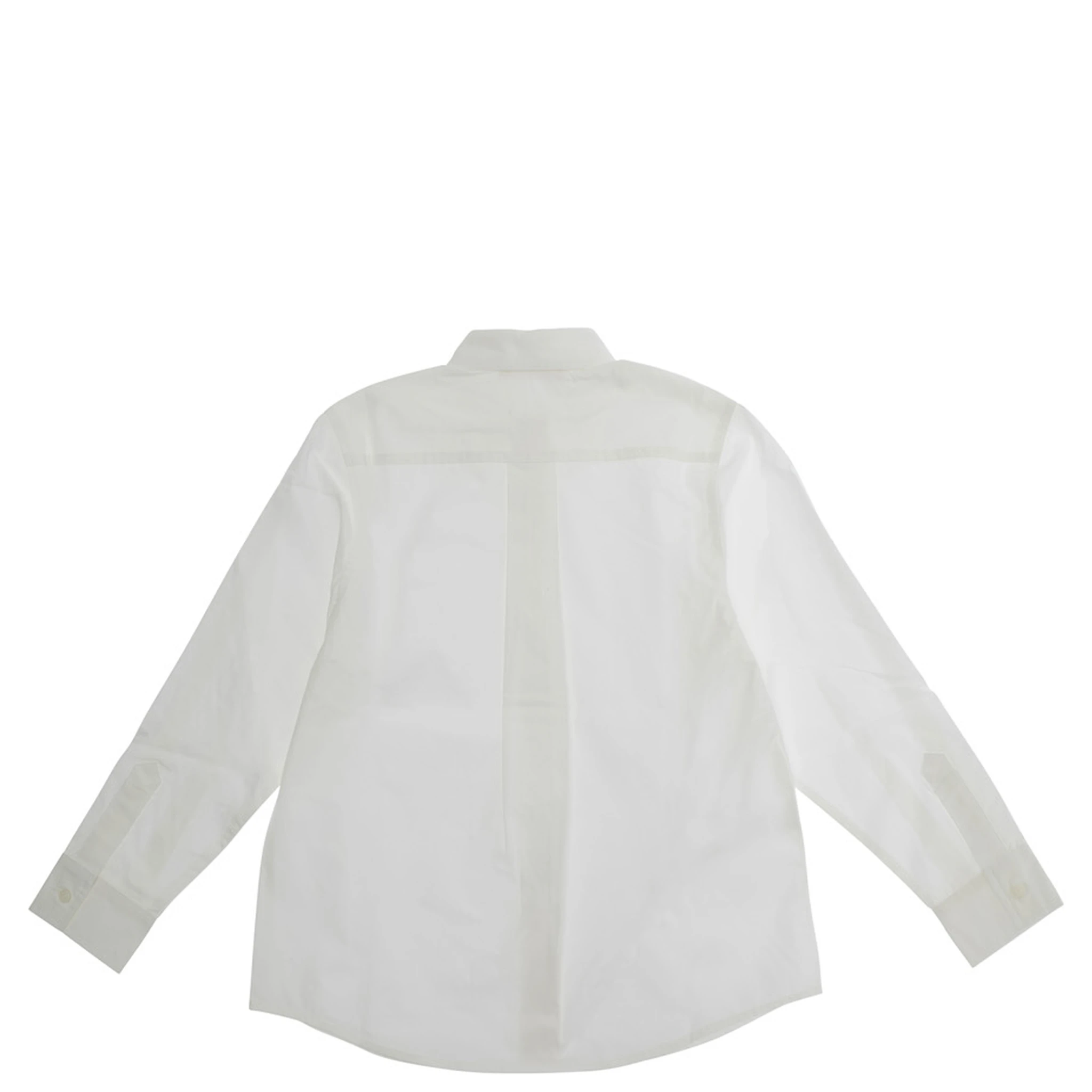 White Shirt with Classic Collar and Logo in Cotton Boy