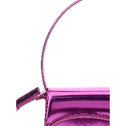 1DR Violet Shoulder Bag with Oval D Patch in Lamintaed Leather Woman