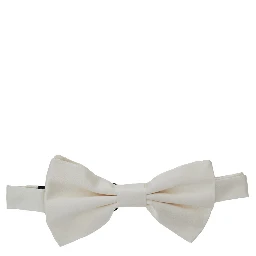 White Bowtie with Rear Hook Closure in Silk Man