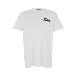 Ducati x D2 White T-Shirt with Logo on the Front in Cotton Man