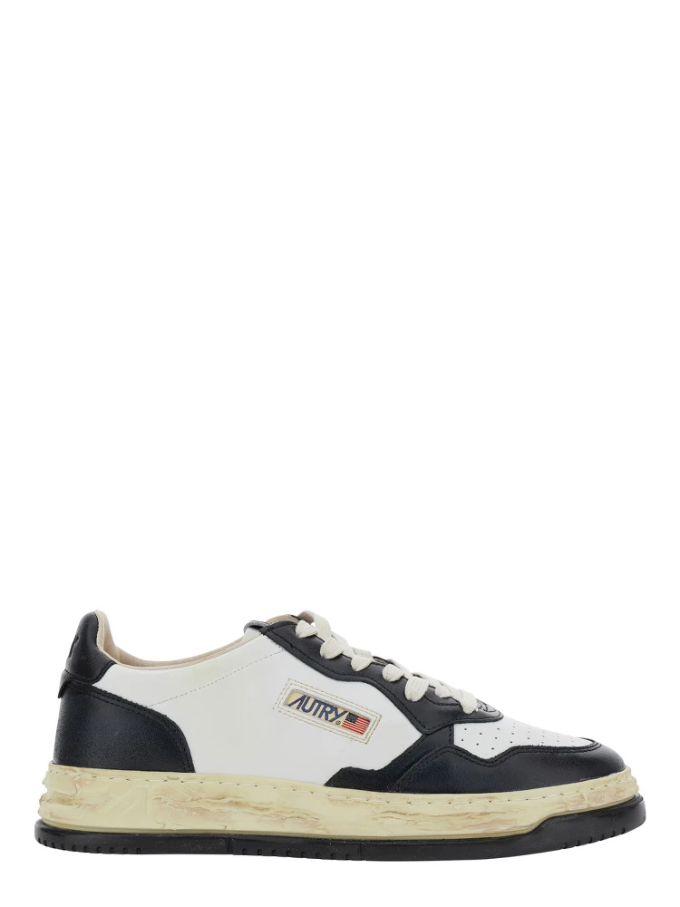 Medalist Low Vintage x Mihara Yasuhiro White and Black Sneakers with Handcrafted Sole in Leather Man