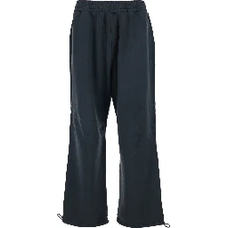 Black Pants with Elastic Waist and Drawstring Hem in Tech Fabric Man