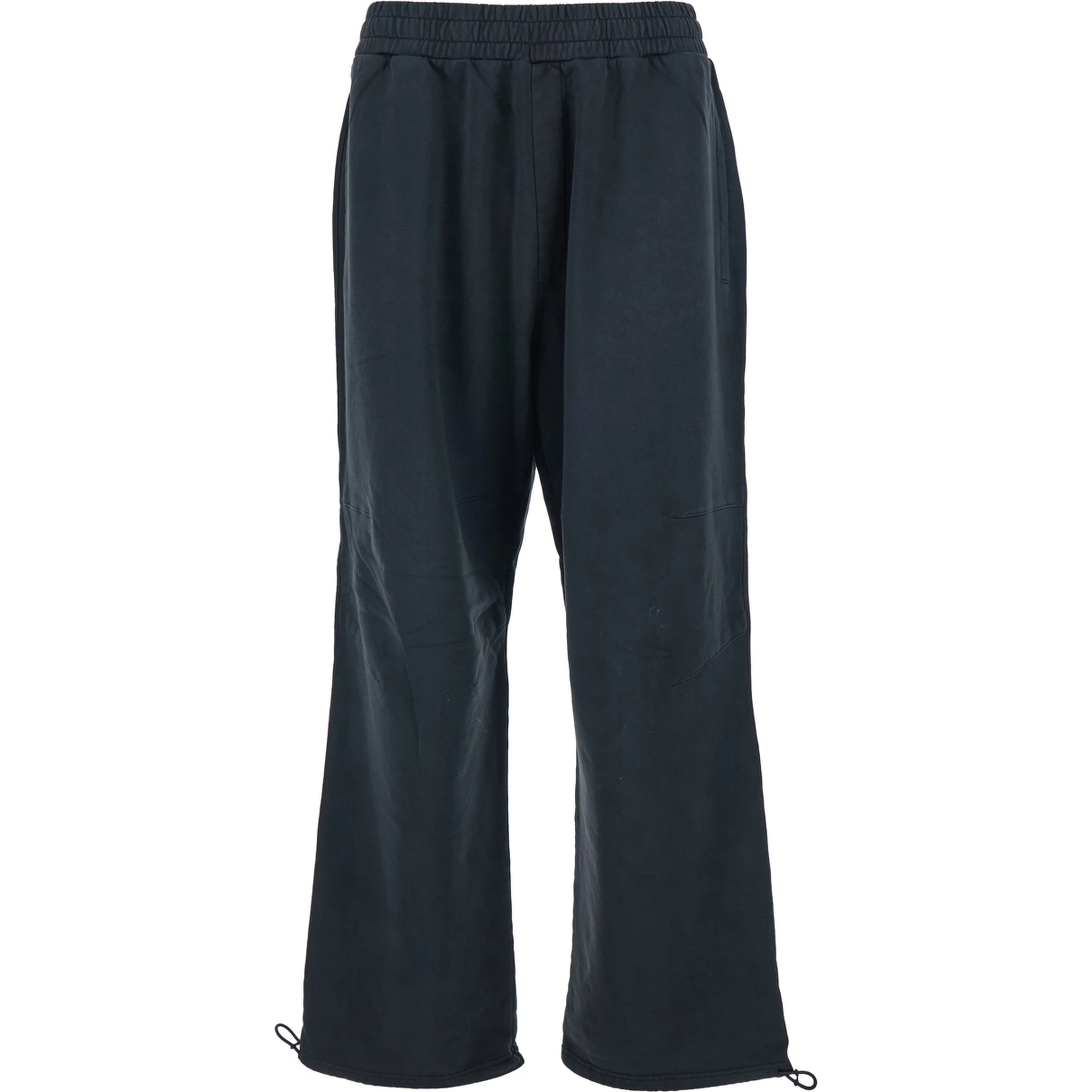 Black Pants with Elastic Waist and Drawstring Hem in Tech Fabric Man