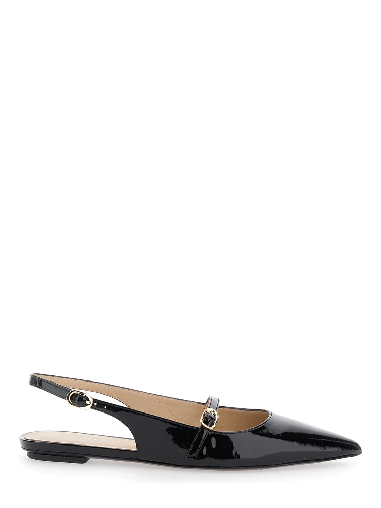 Emilia Black Slingback Sandals with Adjustable Strap Closure in Patent Leather Woman