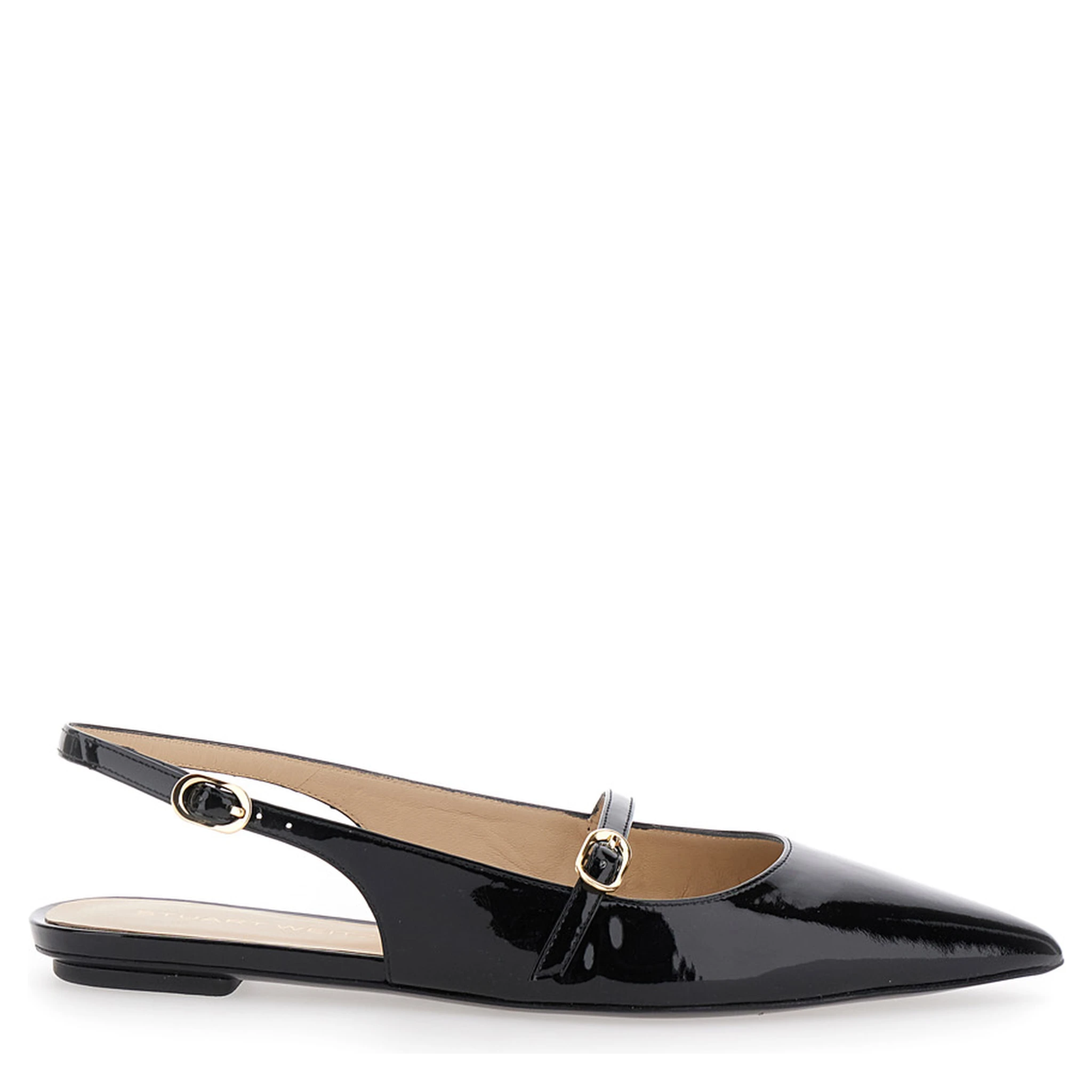 Emilia Black Slingback Sandals with Adjustable Strap Closure in Patent Leather Woman