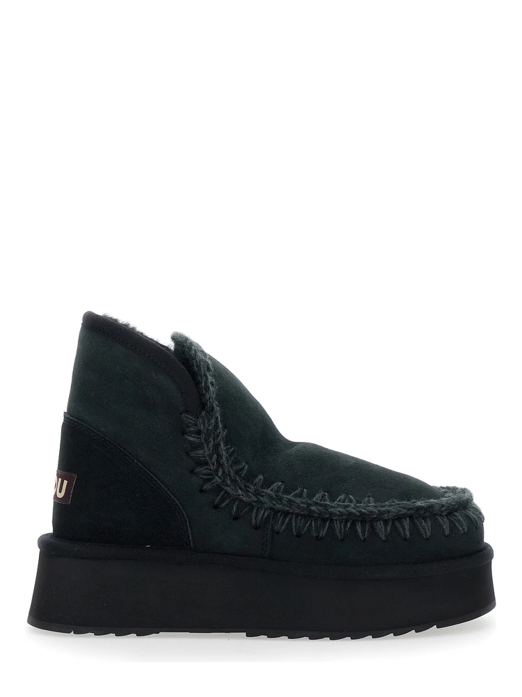 Black Ankle Boots with Braided Detail in Suede Woman