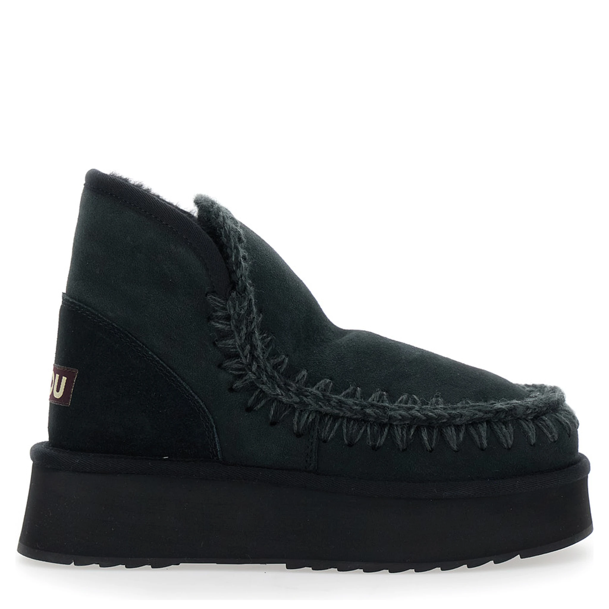 Black Ankle Boots with Braided Detail in Suede Woman
