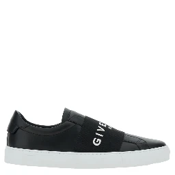 City Court Black Sneakers with Elastic Band and Logo Lettering on the Front in Leather Man
