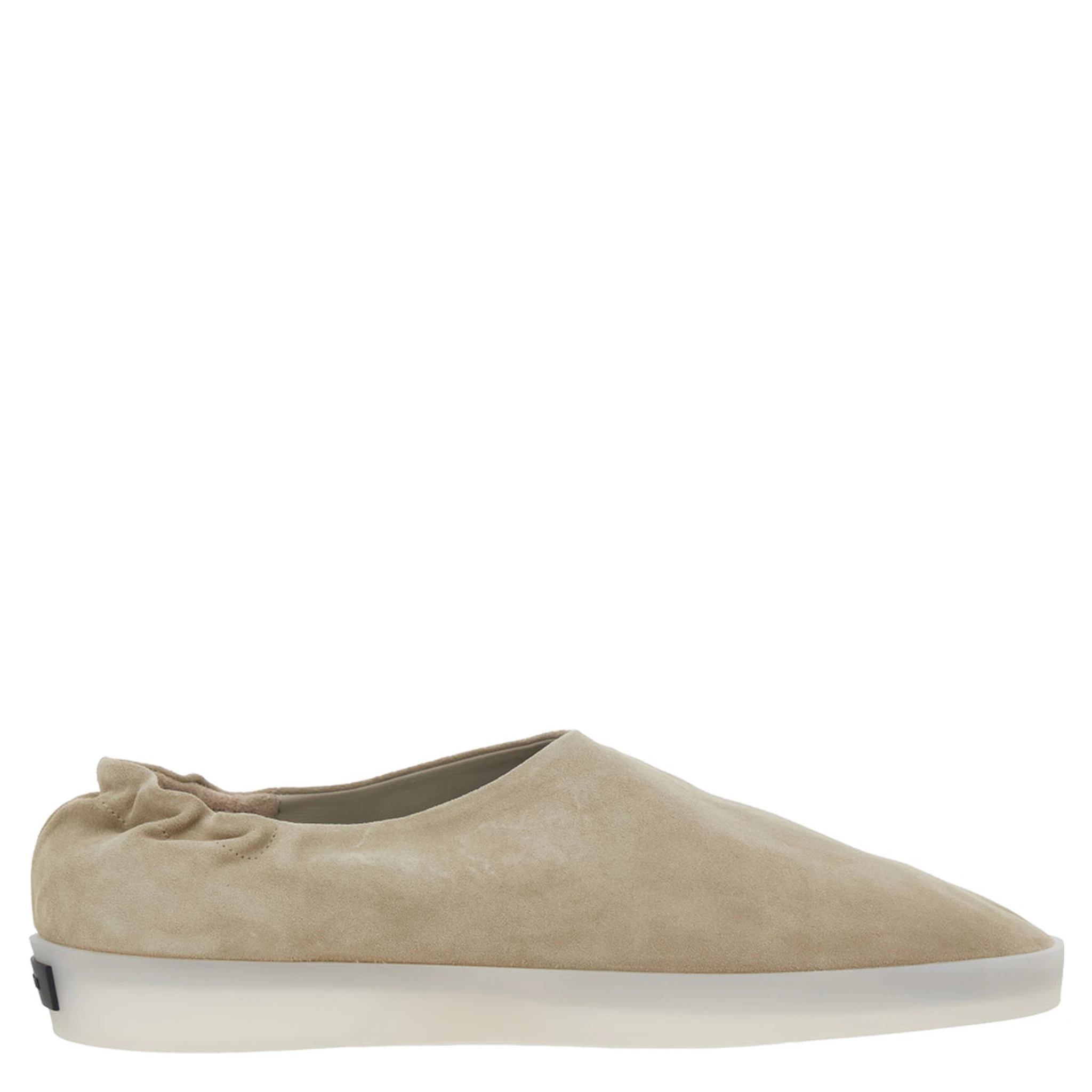 Beige Mules with Logo Patch on the Back and Elasticized Heel in Suede Man