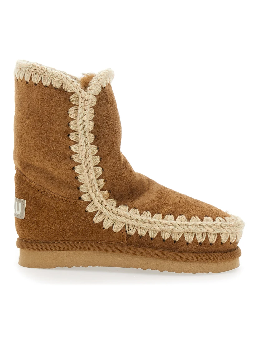 Eskino Beige Ankle Boots in Patent Suede Girl