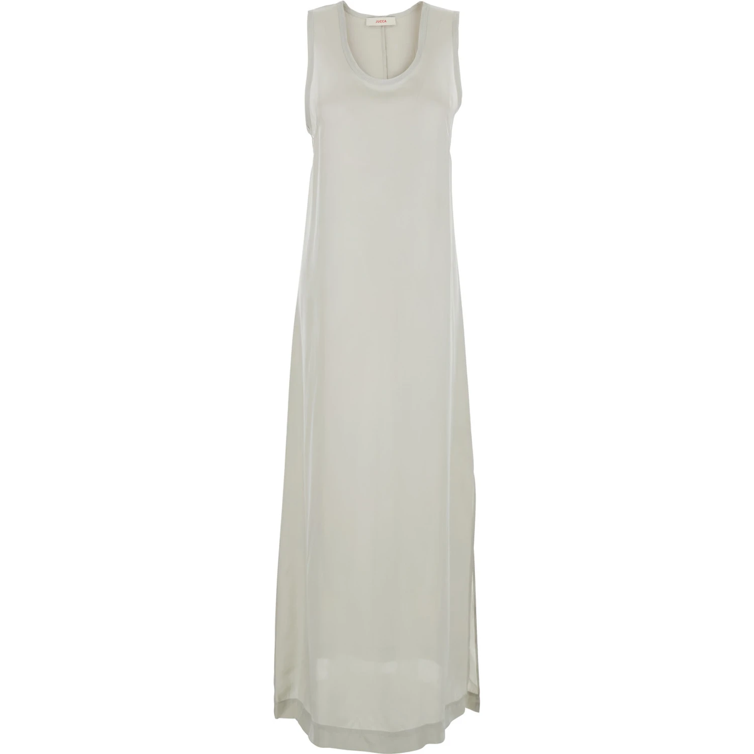 White Long Dress with U-neck and Back Closure in Viscose Blend Woman
