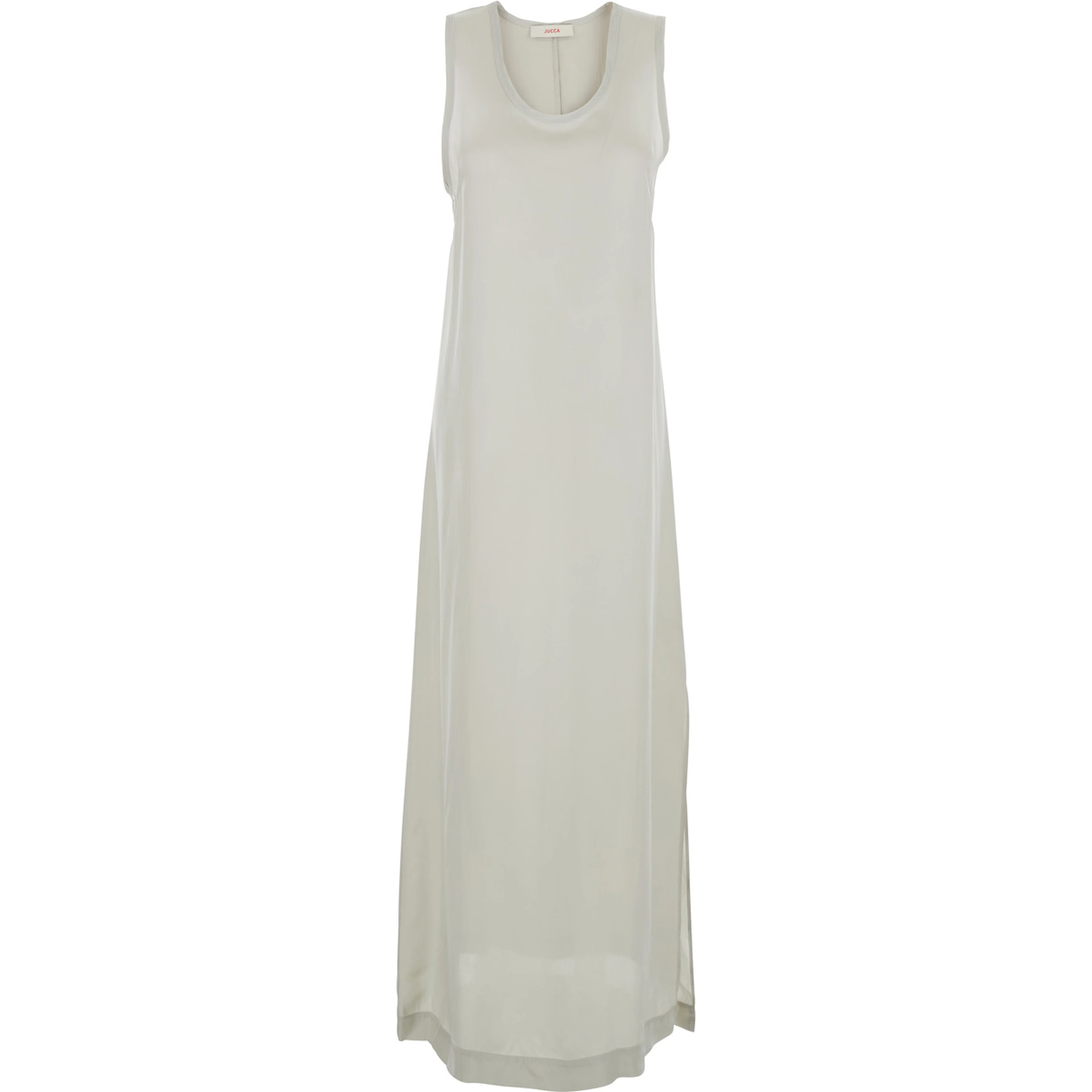 White Long Dress with U-neck and Back Closure in Viscose Blend Woman