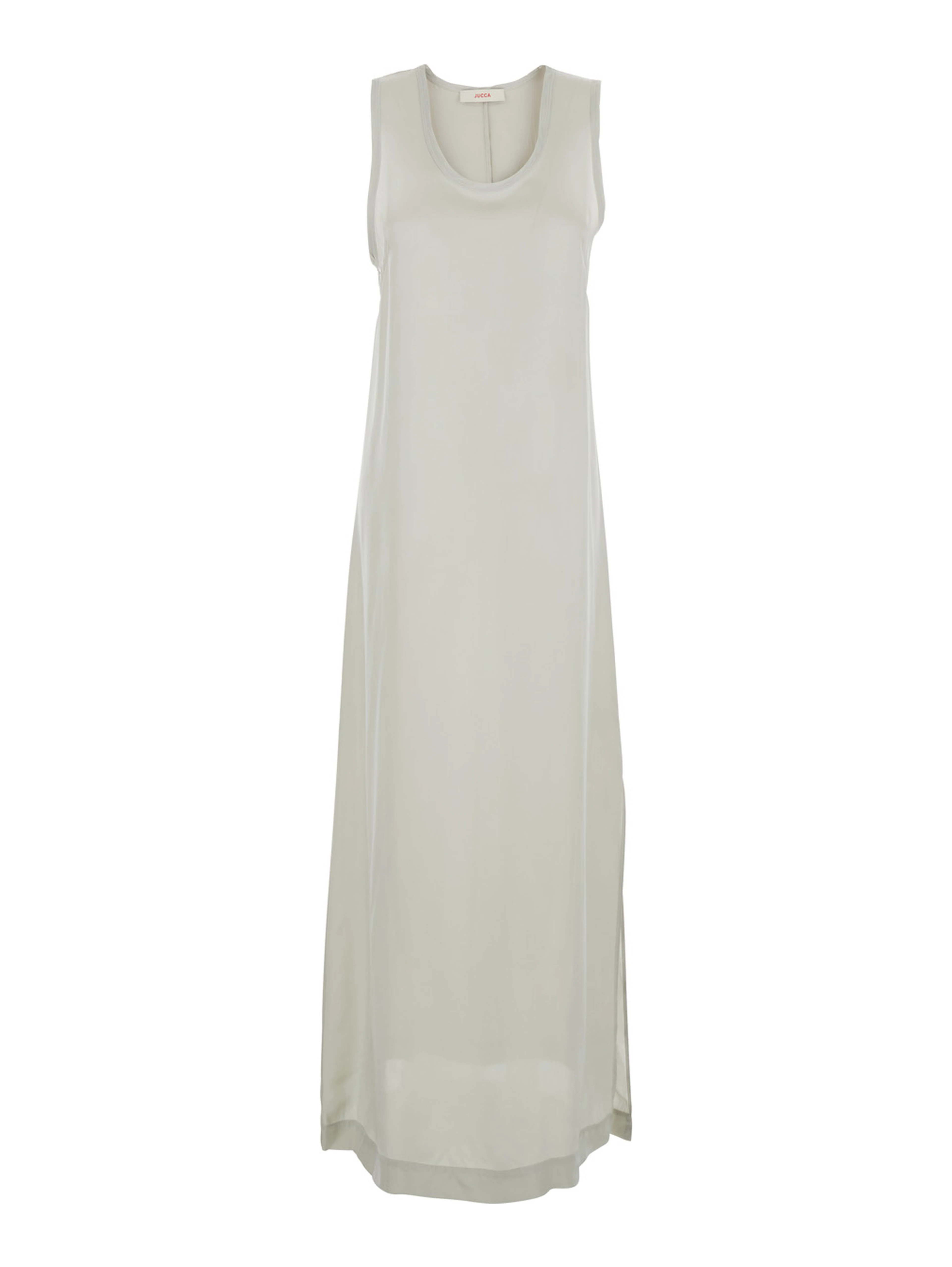 White Long Dress with U-neck and Back Closure in Viscose Blend Woman