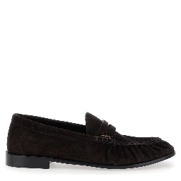 Brown Loafers with Cassandre Detail in Suede Man