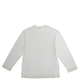 White Crew Neck Sweater with Logo Lettering on the Front in Cotton Boy