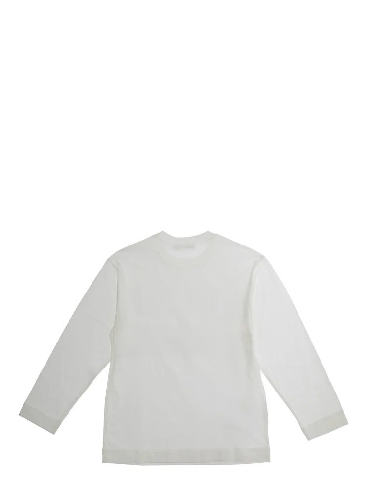 White Crew Neck Sweater with Logo Lettering on the Front in Cotton Boy alternative