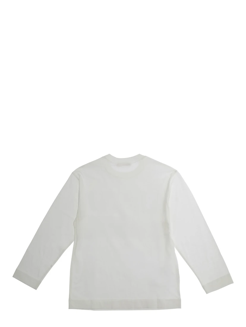 White Crew Neck Sweater with Logo Lettering on the Front in Cotton Boy