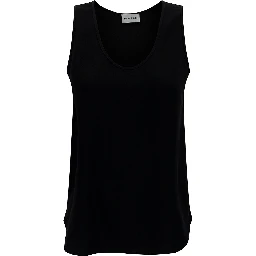 Black Tank Top with Plunging U Neckline in Polyamide Woman