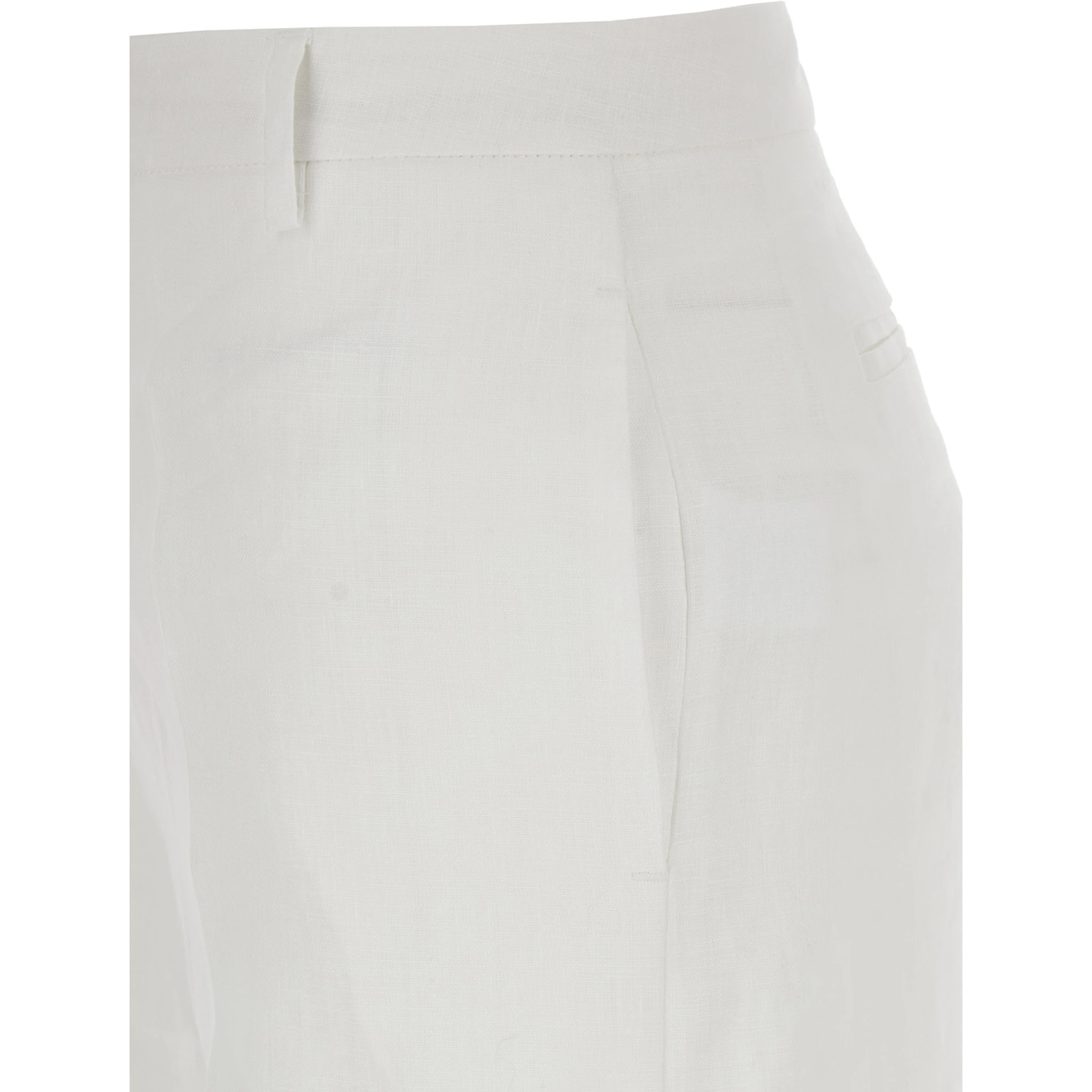 White Pants with Wide Leg in Linen Woman