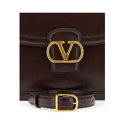 9TO5 Brown Crossbody Bag with VLogo Detail on the Front and Adjustable Shoulder Strap in Leather Woman