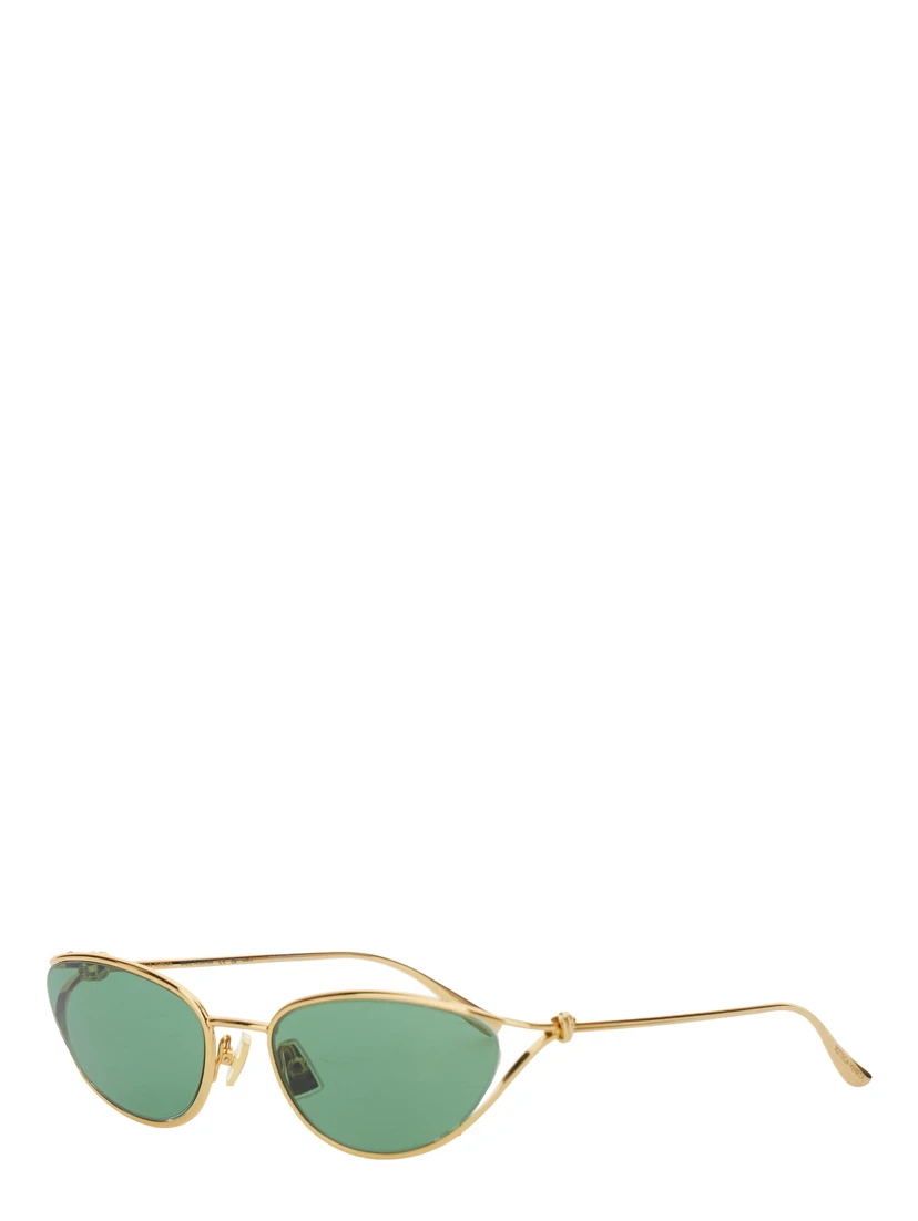 Green Sunglasses with Cat-Eye Design and Knot Detail on the Temples in Metal Woman