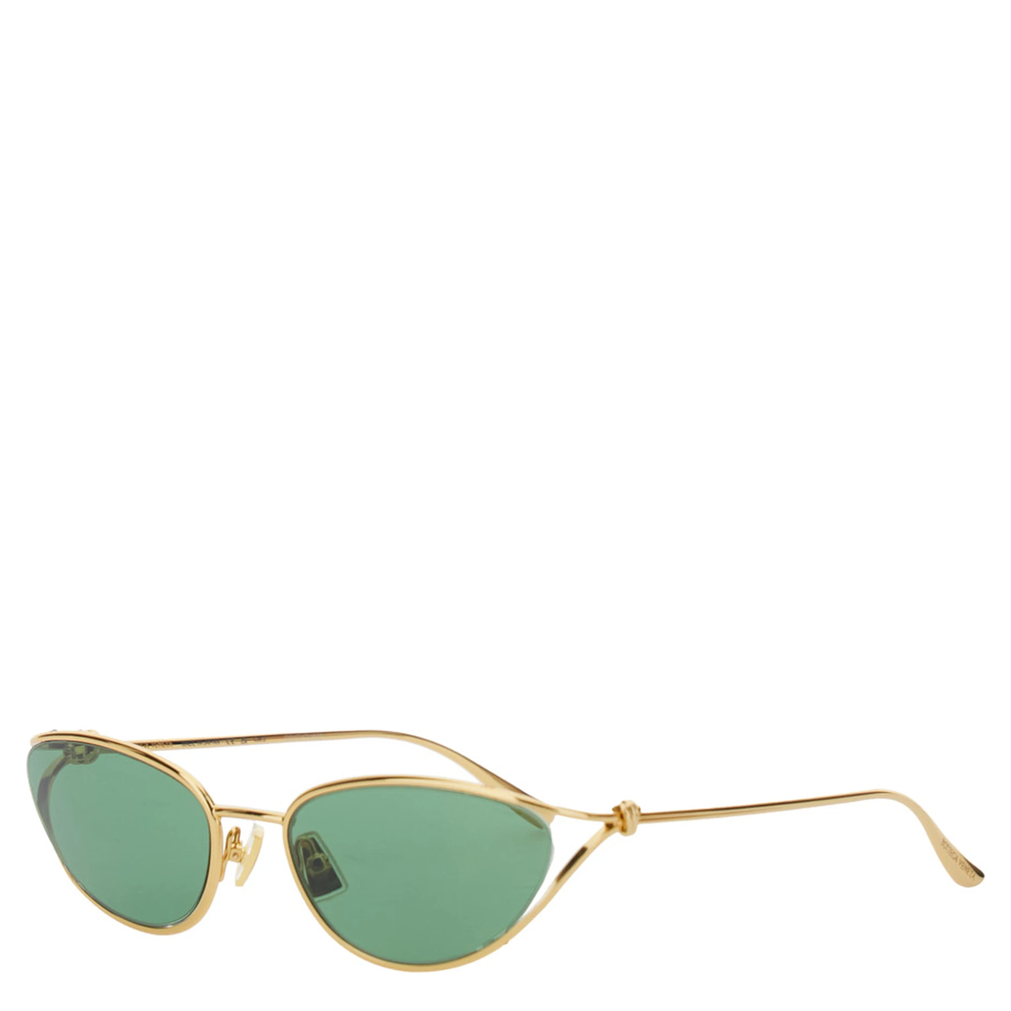 Green Sunglasses with Cat-Eye Design and Knot Detail on the Temples in Metal Woman