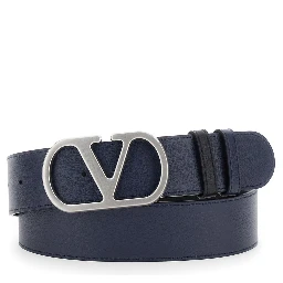 Black Belt with VLogo Buckle in Leather Man