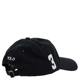 Black Baseball Cap with Maxi Pony on the Front and Numerical Detail on the Side in Cotton Boy