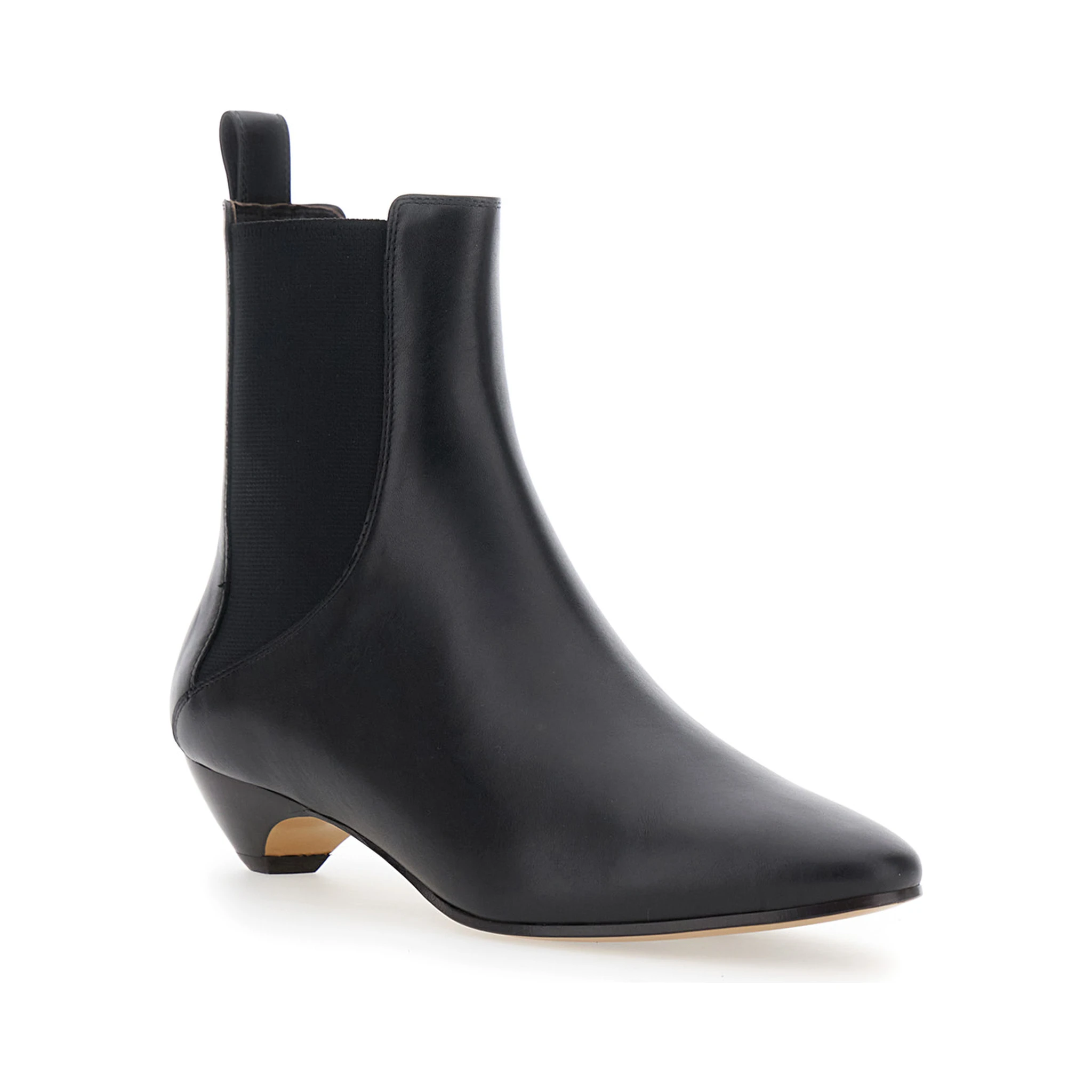 Allegra Chelsea Black Ankle Boots with Elastic Panels in Leather Woman