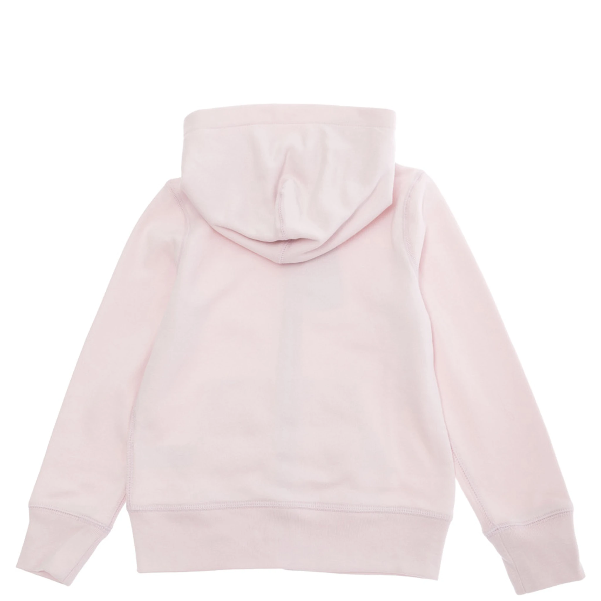 Pink Sweatshirt with Fixed Hood and Front Zip Closure in Cotton Girl
