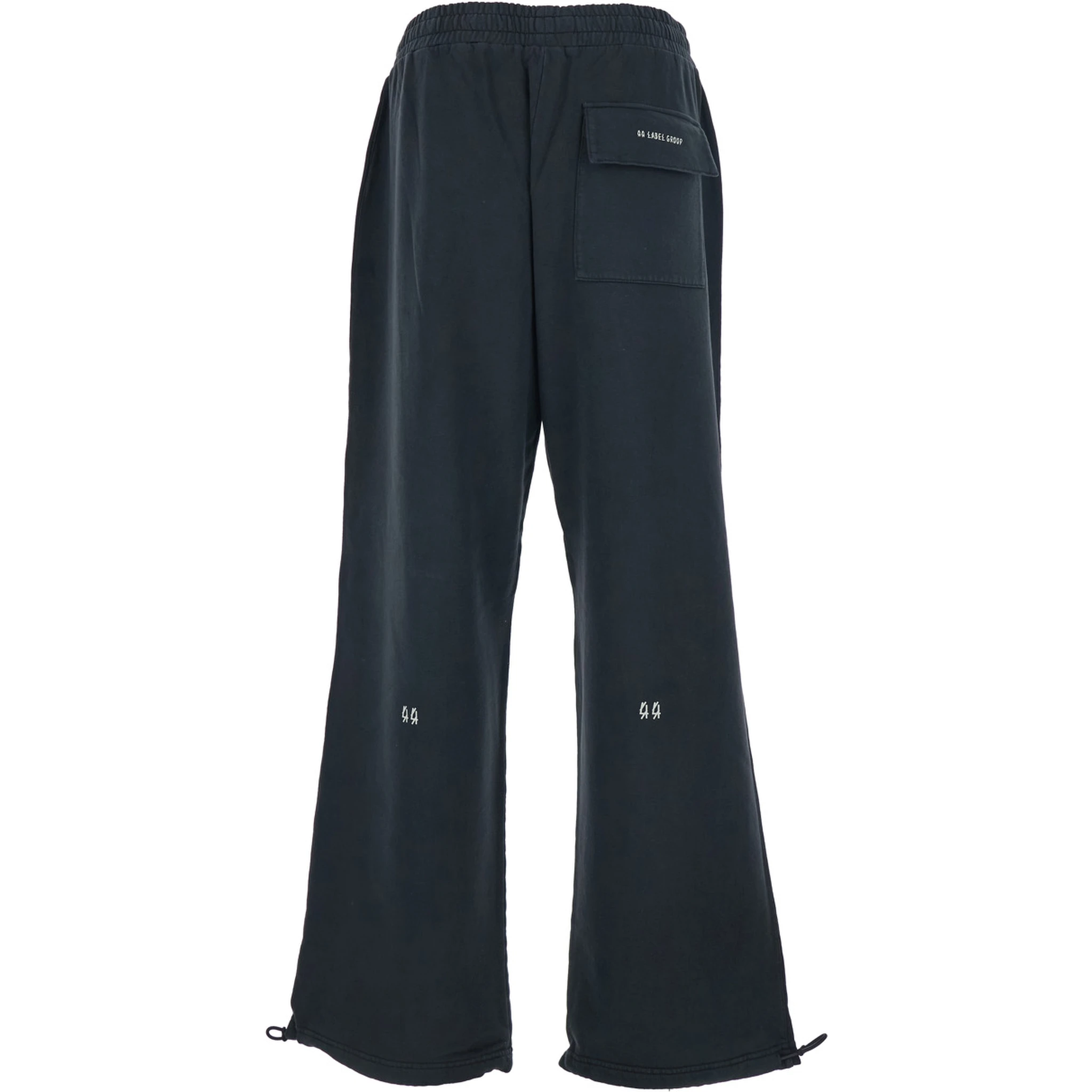 Black Pants with Elastic Waist and Drawstring Hem in Tech Fabric Man