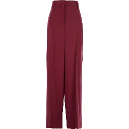 Bordeaux Pants with Concealed Closure on the Front in Wool Woman