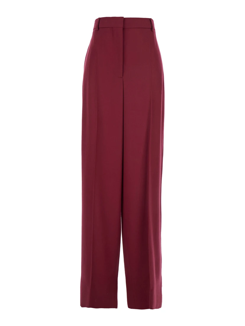 Bordeaux Pants with Concealed Closure on the Front in Wool Woman