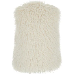 White Sleeveless Jacket with Front Concealed Closure in Ecofur Woman