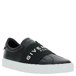 City Court Black Sneakers with Elastic Band and Logo Lettering on the Front in Leather Man