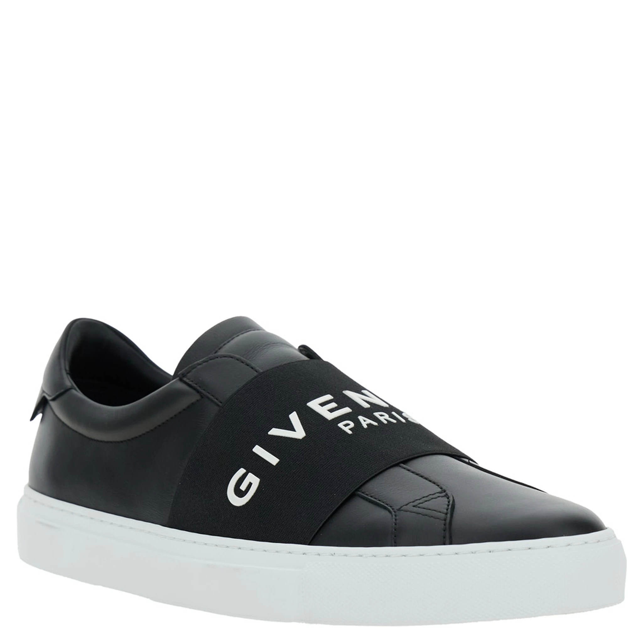 City Court Black Sneakers with Elastic Band and Logo Lettering on the Front in Leather Man