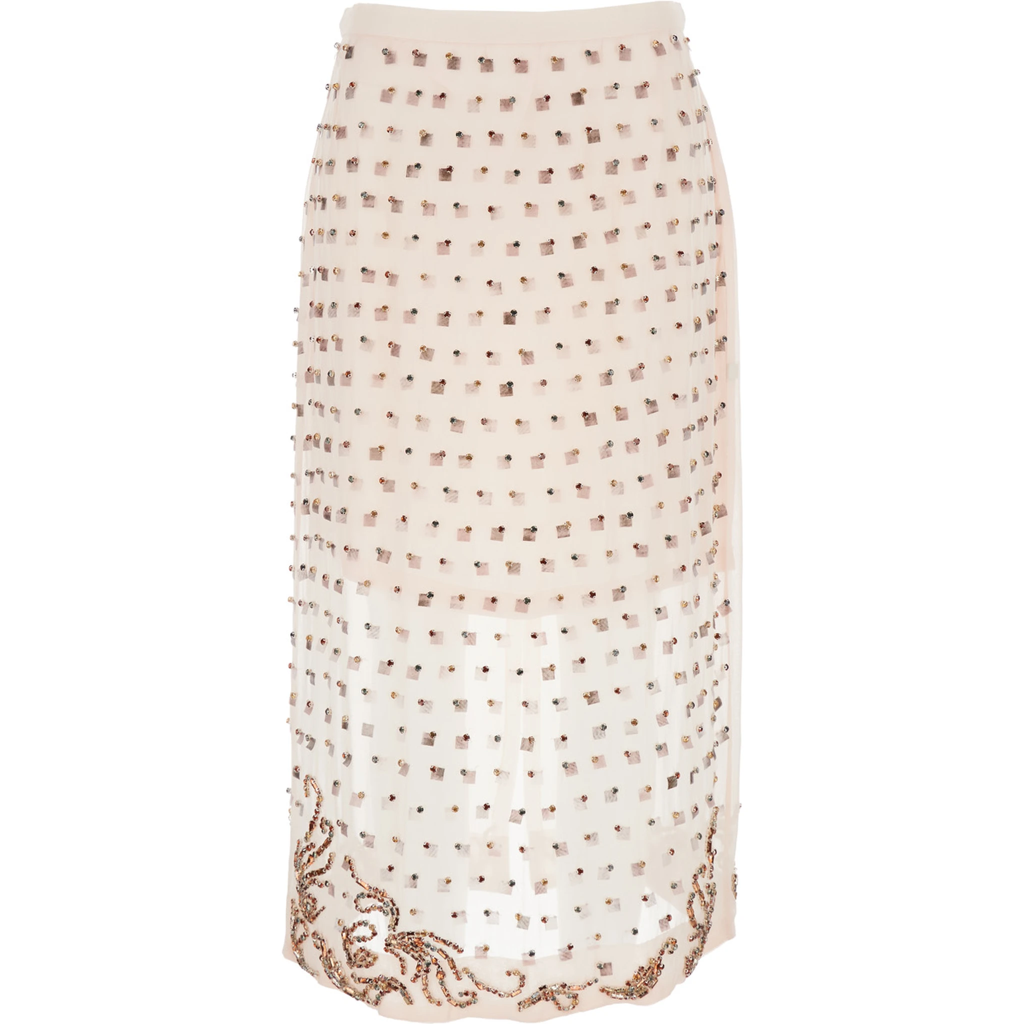 Sokna Pink Skirt with Rhinestone Embellishments on the Front and Rear Concealed Zip Closure in Viscose Woman