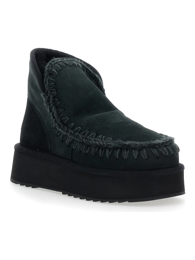 Black Ankle Boots with Braided Detail in Suede Woman alternative
