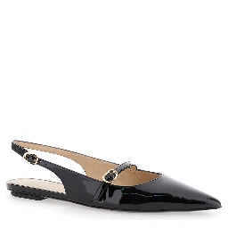 Emilia Black Slingback Sandals with Adjustable Strap Closure in Patent Leather Woman
