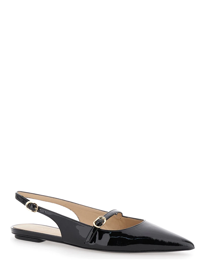 Emilia Black Slingback Sandals with Adjustable Strap Closure in Patent Leather Woman
