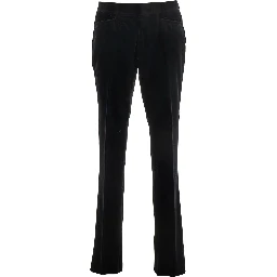 Black Trousers with Belt Loops and Front Pleats in Velvet Man