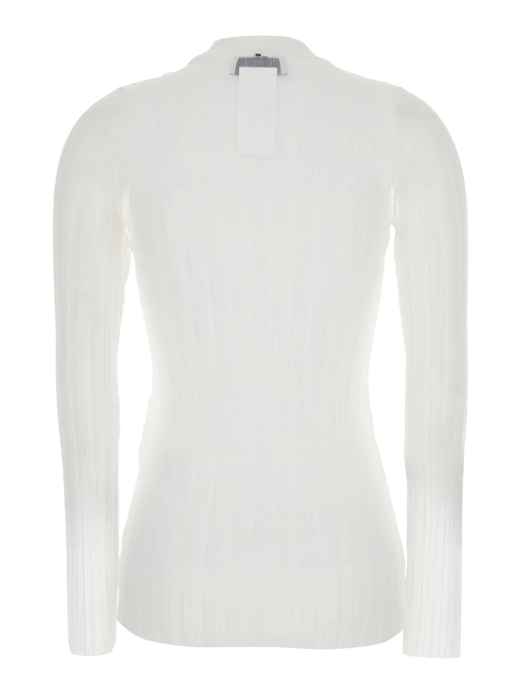 White T-Shirt with Round Neck and Long Sleeves in Tech Fabric Stretch Woman alternative