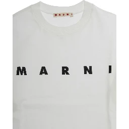 White Crew Neck Sweater with Logo Lettering on the Front in Cotton Boy